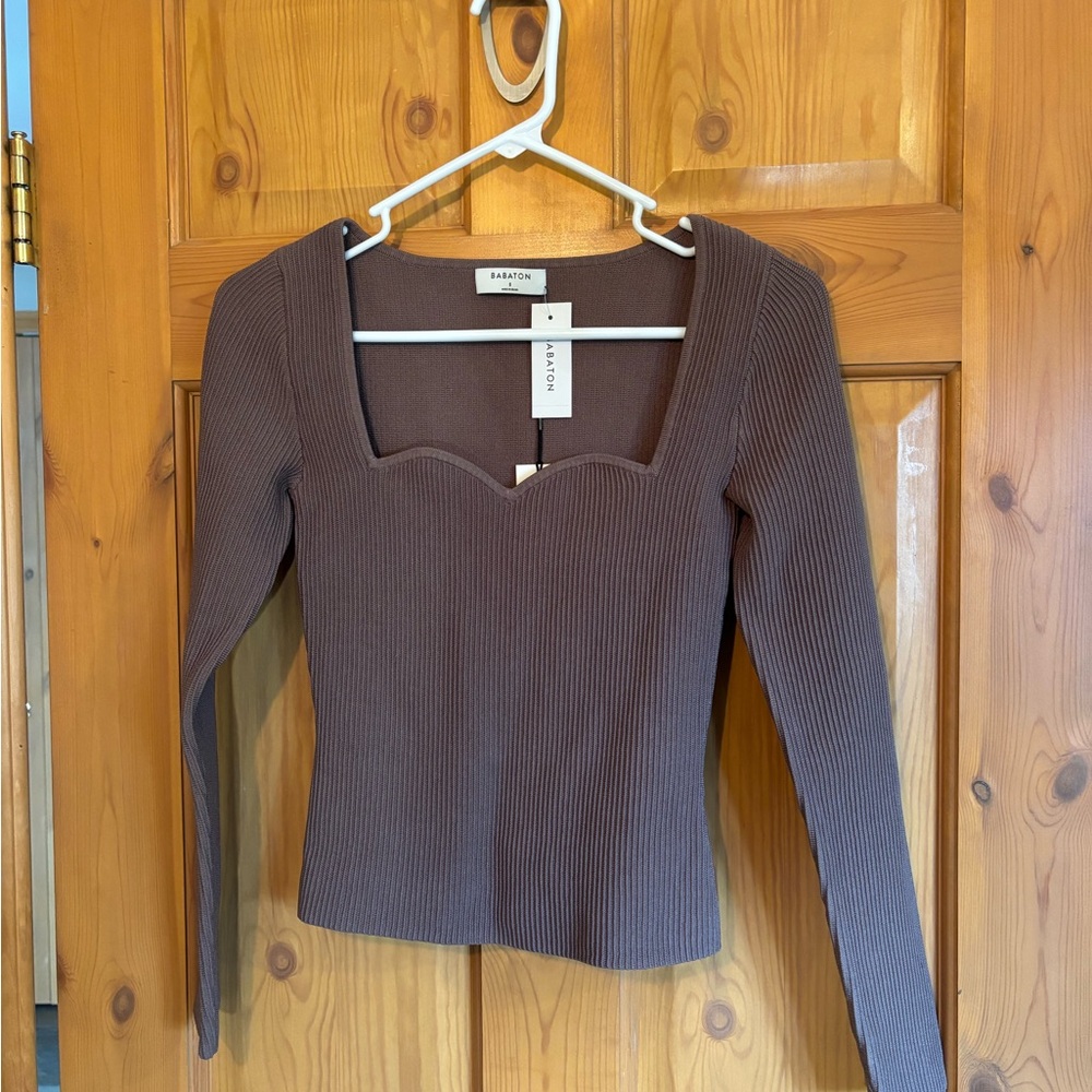 Babaton taupe sculptknit top